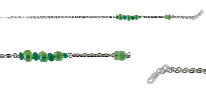 Green beads and silver chain - Green  Green beads and silver chain - Green