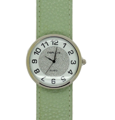 Show details for Impulse Slap Watch 042 - GLITTER - Silver/Green Picture of Impulse Slap Watch 042 - GLITTER - Silver/Green